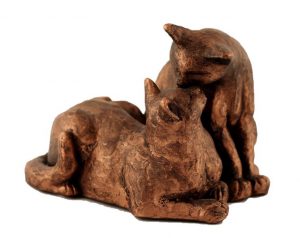 Two Cats Cuddling - Colour Bronze