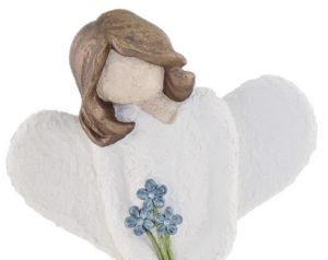Med Blå Blomster - Farge Hvit