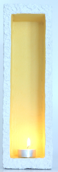Hole In The Wall Small Tealight Candle Holder - Colour Off-White & Yellow