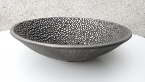 Decorative bowl, small with pattern, 18 cm dia - colour silver and black