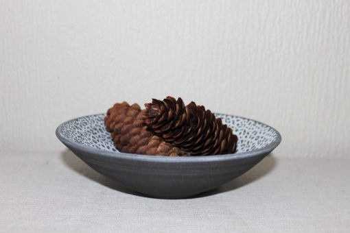 Decorative bowl, small with pattern, 18 cm in dia - colour grey and cream - Image 2