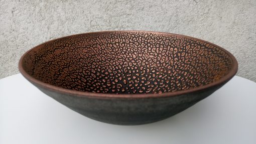 Decorative bowl, large with pattern, 20 cm dia - colour copper and black