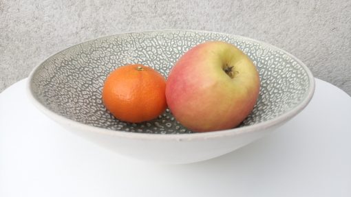 Decorative bowl, 20 cm dia - olive green and cream - Image 2