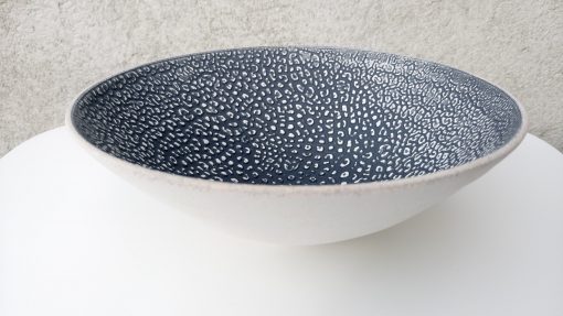 Decorative bowl, large with pattern, 20 cm in dia - colour blue and cream