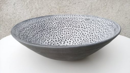 Decorative bowl with pattern, 20 cm dia - colour grey and cream